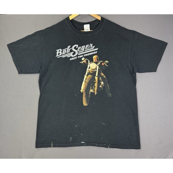 Vintage Y2K Bob Seger Face The Promise Band Tee Album Concert Tour Black XL Tee - Picture 1 of 10